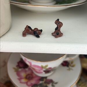 Tiny ceramic hound dog figurines